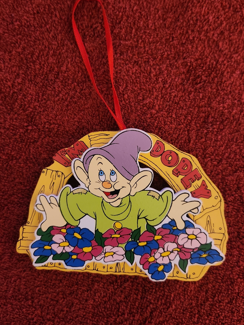Vintage Wooden Dopey Snow White Ornament